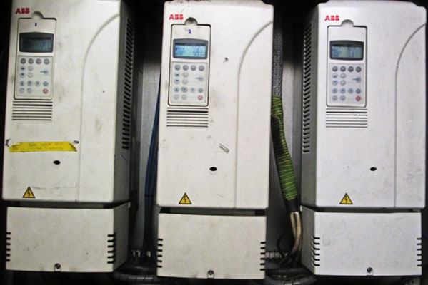 Inverter Preventative Maintenance Schedule image shows 3 variable speed drives that are dirty