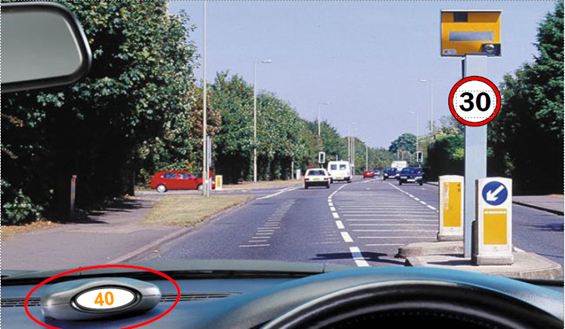 How Variable Speed Drives help towards Net Zero - this graphic shows a scenario of someone driving approaching a speed camera